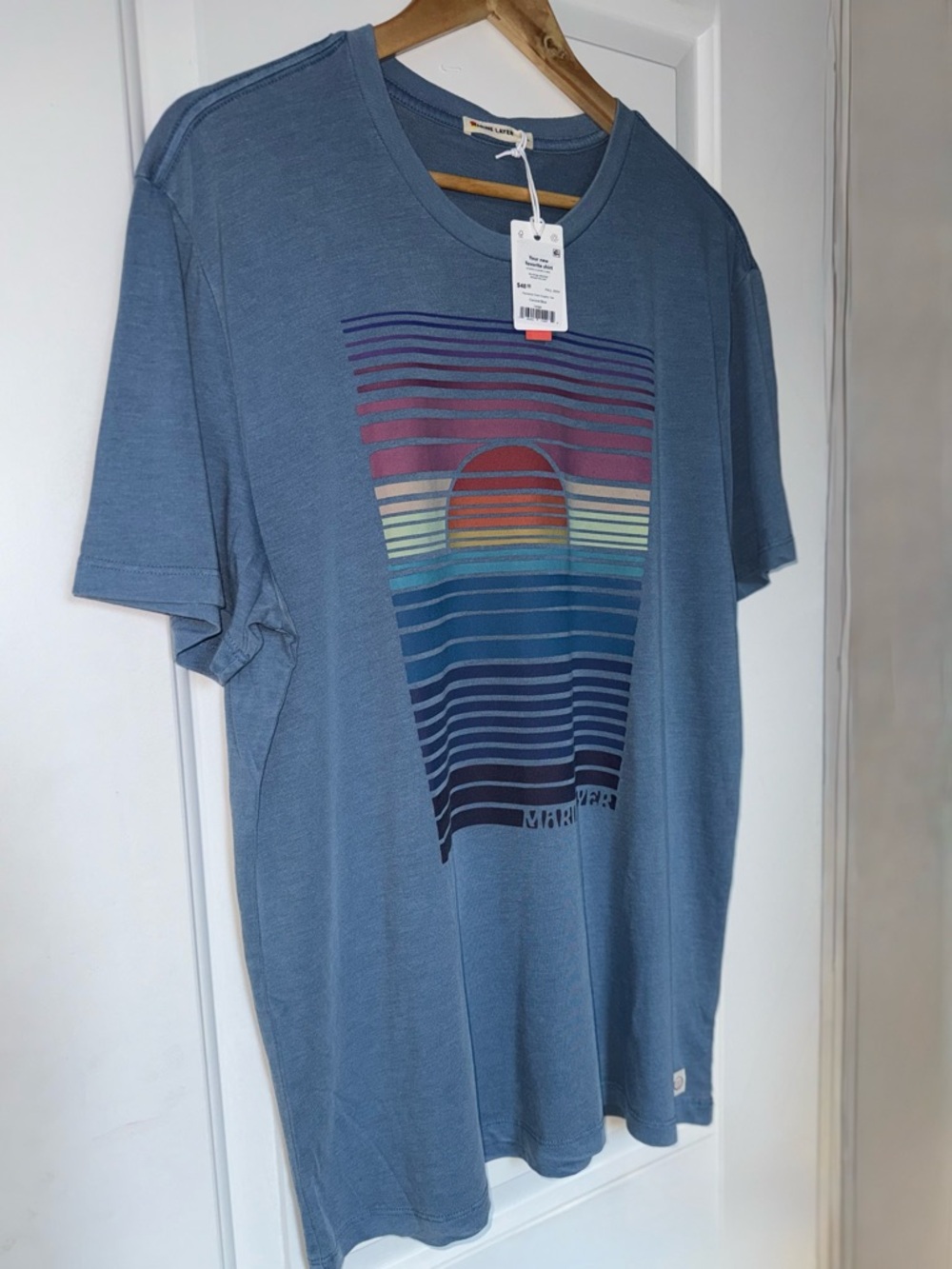 Marine Layer NWT Signature Crew Graphic Tee in Coronet Blue - Picture 6 of 8